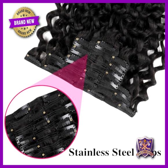 Natural Wavy Clip-In Human Hair Extensions 14 Inch 120g Double Weft